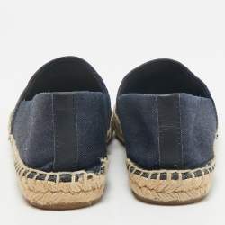 Pre Owned Tory Burch Navy Blue Denim Slip On Espadrille Flats Size 38.5