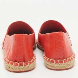 Tory Burch Orange Leather Daley Logo Espadrille Flats Size 39