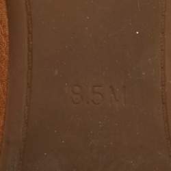 Tory Burch Tan Leather Logo Embossed Ballet Flats Size 38.5