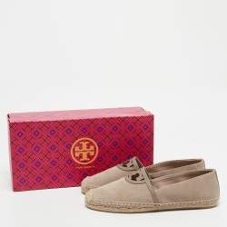 Tory Burch Beige Suede Sidney Espadrille Flats Size 38.5