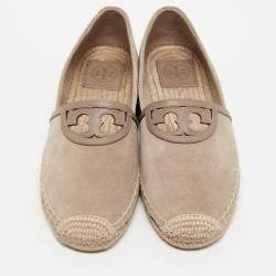 Tory Burch Beige Suede Sidney Espadrille Flats Size 38.5