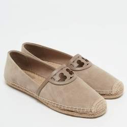 Tory Burch Beige Suede Sidney Espadrille Flats Size 38.5