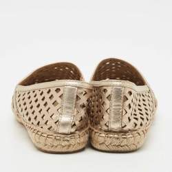 Tory Burch Gold Leather Laser Cut Espadrille Flats Size 40
