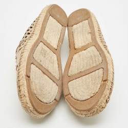 Tory Burch Gold Leather Laser Cut Espadrille Flats Size 40