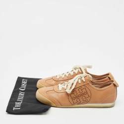 Tory Burch Brown Leather Murphey Low Top Sneakers Size 39