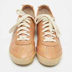 Tory Burch Brown Leather Murphey Low Top Sneakers Size 39