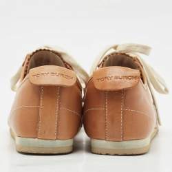 Tory Burch Brown Leather Murphey Low Top Sneakers Size 39