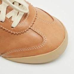 Tory Burch Brown Leather Murphey Low Top Sneakers Size 39