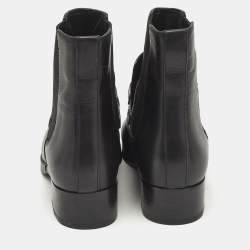 Tory Burch Black Leather Miller Ankle Length Boots Size 39