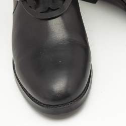 Tory Burch Black Leather Miller Ankle Length Boots Size 39