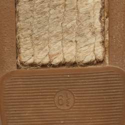 Pre Owned Tory Burch Gold Perforated Leather Espadrille Flats Size 36.5