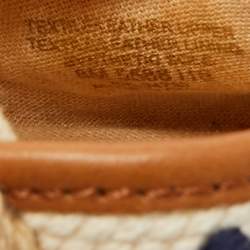 Tory Burch Multicolor Canvas And Leather Trim Wedge Espadrille Sandals Size 38