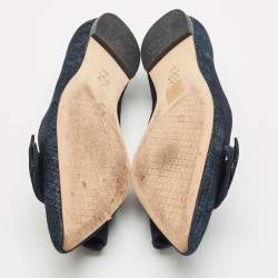 Tory Burch Navy Blue Denim Rosalinda Ballet Flats Size 39