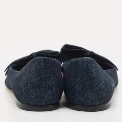 Tory Burch Navy Blue Denim Rosalinda Ballet Flats Size 39