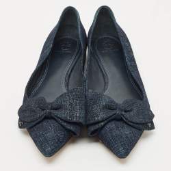 Tory Burch Navy Blue Denim Rosalinda Ballet Flats Size 39
