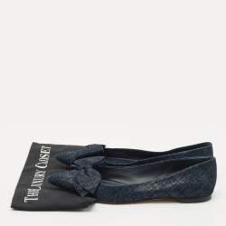 Tory Burch Navy Blue Denim Rosalinda Ballet Flats Size 39