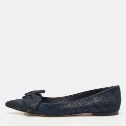 Tory Burch Navy Blue Denim Rosalinda Ballet Flats Size 39