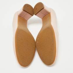 Pre Owned Tory Burch Brush Pink Leather Round Toe Janey Pumps Size 38