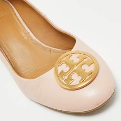 Pre Owned Tory Burch Brush Pink Leather Round Toe Janey Pumps Size 38