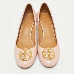 Pre Owned Tory Burch Brush Pink Leather Round Toe Janey Pumps Size 38