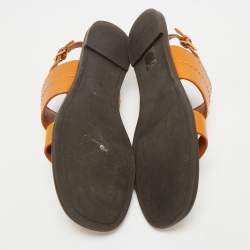 Pre Owned Tory Burch Brown Leather Slingback Sandals Size 38.5