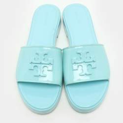 Pre Owned Tory Burch Turquoise Jelly Eleanor Slides 39