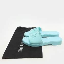 Pre Owned Tory Burch Turquoise Jelly Eleanor Slides 39