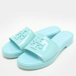 Pre Owned Tory Burch Turquoise Jelly Eleanor Slides 39