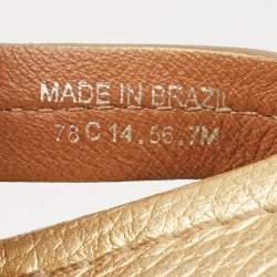 Pre Owned Tory Burch Metallic Gold Leather Miller Flat Thong Sandals Size 37