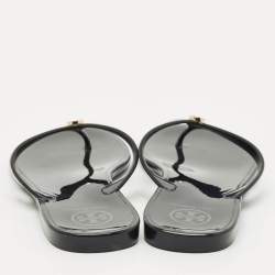 Pre Owned Tory Burch Black Rubber Mini Miller Thong Flats Size 37.5