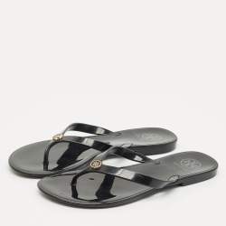 Pre Owned Tory Burch Black Rubber Mini Miller Thong Flats Size 37.5