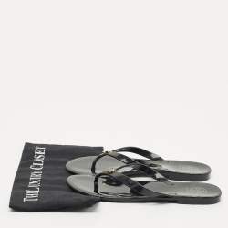 Pre Owned Tory Burch Black Rubber Mini Miller Thong Flats Size 37.5