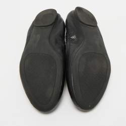 Pre Owned Tory Burch Black Leather Melinda Scrunch Ballet Flats Size 36