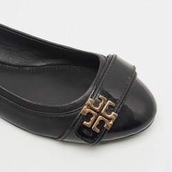 Pre Owned Tory Burch Black Leather Minnie Ballet Flats Size 37.5
