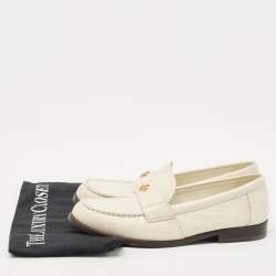 Pre Owned Tory Burch White Leather Classic Loafers Size 37