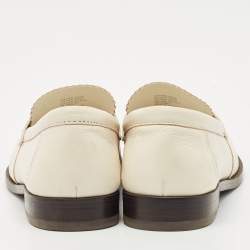 Pre Owned Tory Burch White Leather Classic Loafers Size 37