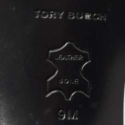 Pre Owned حذاء كعب عالي توري برش إليانور حزام خلفي مقدمة مدببة جلد فضي معدني مقاس 39