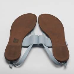 Pre Owned Tory Burch Blue Leather Slingback Sandals Size 37