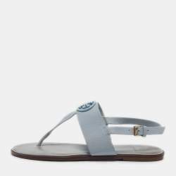 Pre Owned Tory Burch Blue Leather Slingback Sandals Size 37