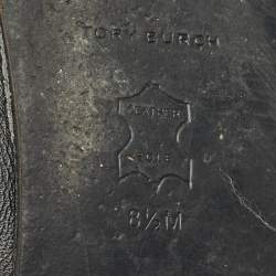 Pre Owned Tory Burch Black Leather Melinda Scrunch Ballet Flats Size 38.5