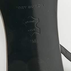 Pre Owned Tory Burch Black Leather Slingback Sandals Size 39.5