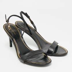 Pre Owned Tory Burch Black Leather Slingback Sandals Size 39.5