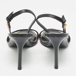 Pre Owned Tory Burch Black Leather Slingback Sandals Size 39.5