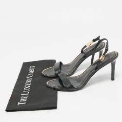 Pre Owned Tory Burch Black Leather Slingback Sandals Size 39.5