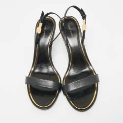 Pre Owned Tory Burch Black Leather Slingback Sandals Size 39.5