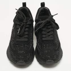 Pre Owned Tory Burch Black Suede Crystal Embellished Sneakers Size 38.5