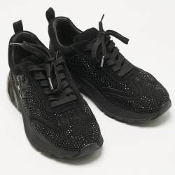 Pre Owned Tory Burch Black Suede Crystal Embellished Sneakers Size 38.5