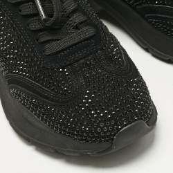 Pre Owned Tory Burch Black Suede Crystal Embellished Sneakers Size 38.5