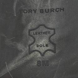 Pre Owned Tory Burch Black Leather Benton Block Heel Slingback Pumps Size 38