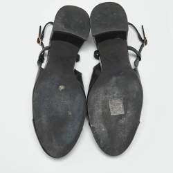 Pre Owned Tory Burch Black Leather Benton Block Heel Slingback Pumps Size 38